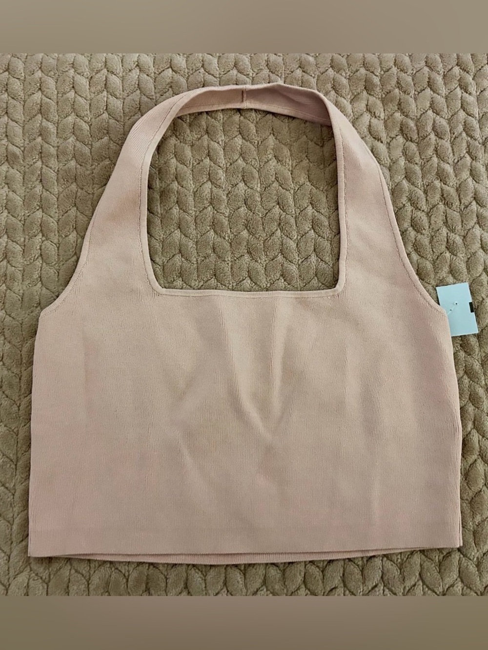 New The Drop Blush Pink Ribbed Halter TOP size S Cropped
